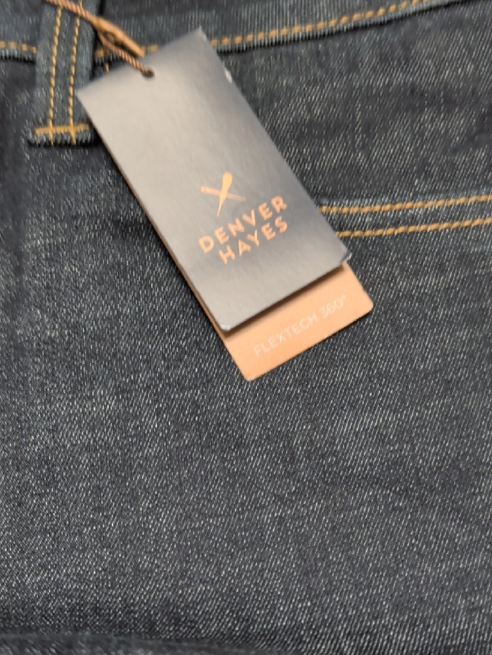 Denver Hayes Dark Indigo Slim Taper Jeans with Gold Stitching - Picture 6 of 6